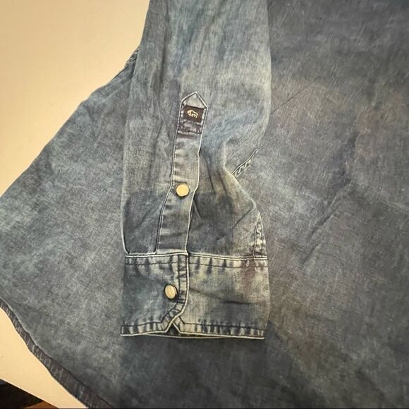 Buffalo by David Bitton Salindo denim shirt with mother of Pearl snaps size L - Picture 12 of 13